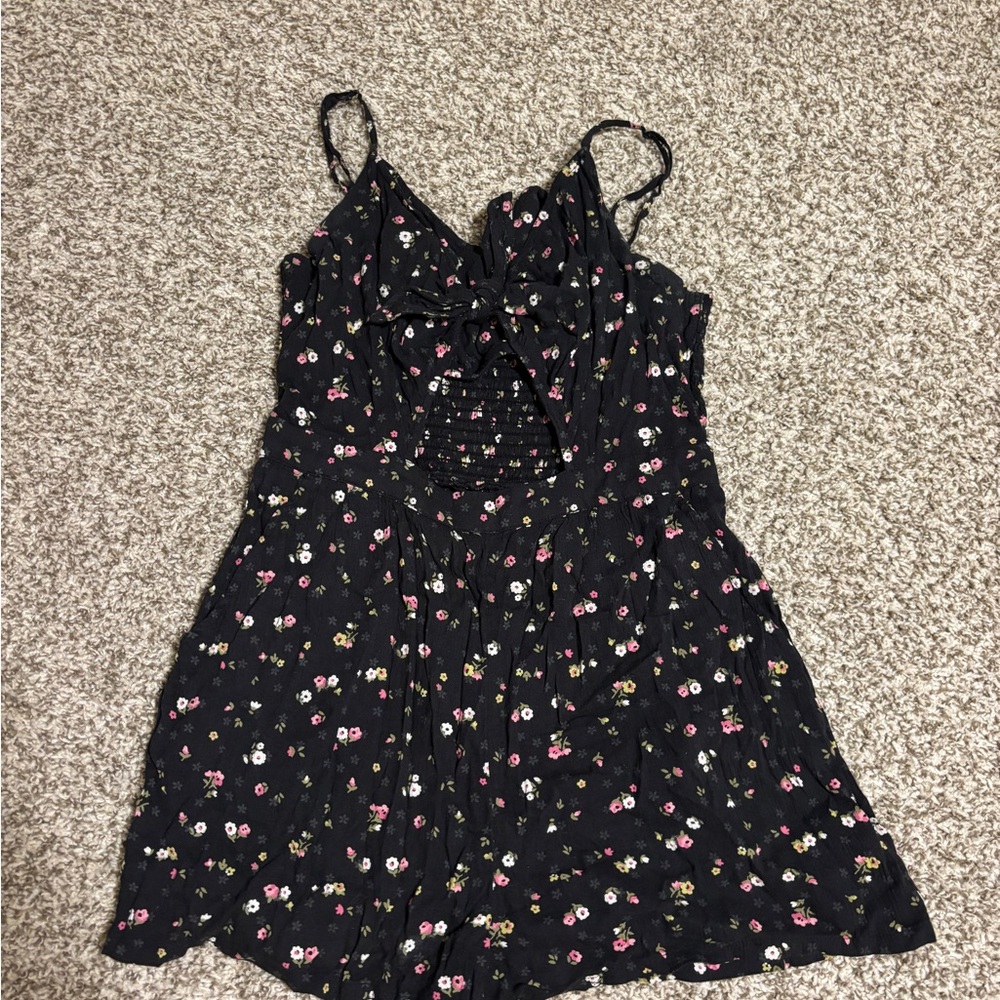 Floral Black Sleeveless Romper